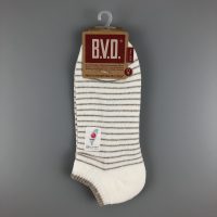 BVD條文毛巾底女踝襪- 白