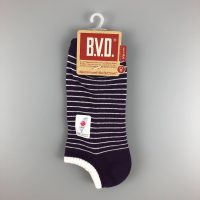 BVD條文毛巾底女踝襪- 紫