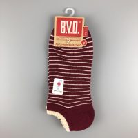 BVD條文毛巾底女踝襪- 酒紅