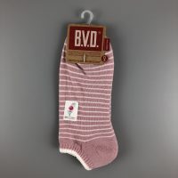 BVD條文毛巾底女踝襪- 灰粉