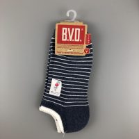 BVD條文毛巾底女踝襪- 深麻灰藍